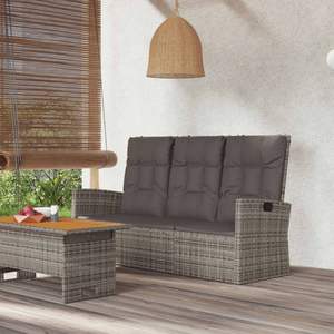 Reclinable 68,1 \ "Gris Poly Rattan Patio Banco con Cojines - Product Image 1