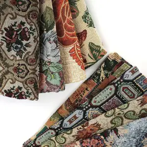 Kustom brokat bunga kain Jacquard untuk Sofa mode kain tenun 3d pola lukisan minyak Jacquard kain Cina Pabrik outlet
