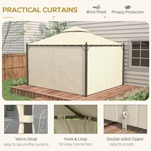 Gazebo in Metallo Beige 3x3,6m Impermeabile per Patio, Villa, Cortile, Parco e Arredamento Esterno per Centri Commerciali - Product Image 5