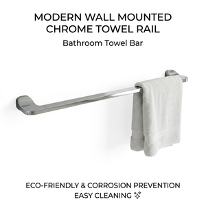 Wall Mounted <b>Chrome</b> Metal Modern Towel Rail Bathroom Towel Bar with Eco-Friendly Corrosion Prevention and Easy Cleaning - Product Image 2