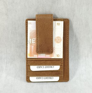 Portefeuille en cuir véritable tanné végétal VT vintage avec clip magnétique pour cartes, unisexe, pour hommes et femmes, vente en gros, export - Product Image 3