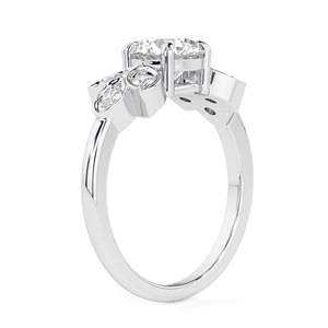 Anillo de Compromiso de Oro Blanco con 7 Diamantes Cultivados en Laboratorio de Corte Redondo, Estilo Elegante para Mujer - Product Image 6