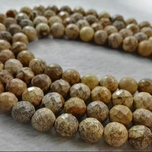 Perles de pierre précieuse naturelle de jaspe facetté rondes, en fil continu, pour la fabrication de bijoux DIY, vente en gros - Product Image 1