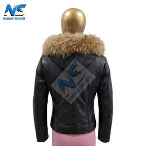 เสื้อแจ็คเก็ตมอเตอร์ไซค์หนังแกะแท้สำหรับผู้หญิง Nabtay Sports คอปกขนจิ้งจอก ซิปหน้า กันลมในฤดูหนาว เป็นมิตรกับสิ่งแวดล้อม แขนยาวเต็มตัว - Product Image 2