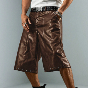 Pantalones Cortos de Cuero Marrón para Hombre, Ajuste Holgado, Cómodos, Nueva Llegada, Última Tendencia, Servicio OEM ODM, Mejor Proveedor, Precio al por Mayor - Product Image 1