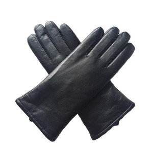 Leather <b>Gloves</b> Wrist Length Black Unlined Thermal Plain Style Winter Daily Use - Product Image 3