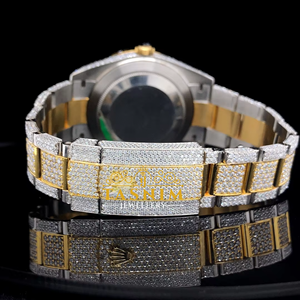 Reloj Deportivo de Moda Hip Hop con Cristales de Moissanita de Calidad VVS, Función de Fecha, en Oro Blanco/Plata, con Cristales Mixtos de Acero Inoxidable - Product Image 4