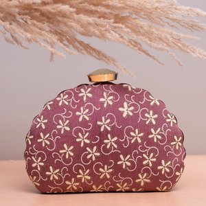 Pochette de soirée marron rosé brodée de motifs floraux, sac à main de créateur pour femme, idéal pour les mariages et occasions spéciales - Product Image 1