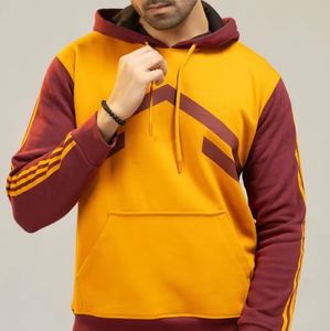 ชุดวอร์มบล็อกสีสำหรับผู้ชาย – เสื้อมีฮู้ดแบบคอนทราสต์และกางเกงจ็อกเกอร์ลายแถบด้านข้าง ชุดกีฬา 2 ชิ้น - Product Image 5