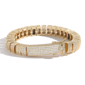 Bracelet large en moissanite serti de diamants, style luxe, bijoux statement, cadeau étincelant pour hommes et femmes - Product Image 2