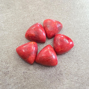 Coral rouge éponge créé en laboratoire, forme trilobée, dos plat, gemme calibrée en vrac du Rajasthan pour la fabrication de bijoux - Product Image 1