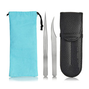 Pince à épiler pour extensions de cils, ensemble de pinces à épiler droites, courbées, à pointe fine, finition Dal, kit de pinces à épiler pour soins de beauté avec étui - Product Image 1