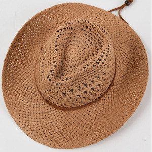 Panama Soft Paper Adjustable Hat for Men Women Summer Breathable Travel Beach Solid Wide Brim <b>Sunscreen</b> - Product Image 4