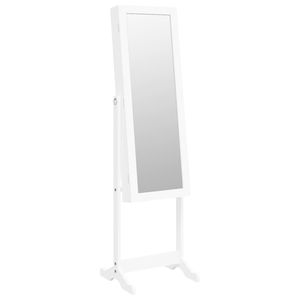 <b>Free</b> <b>Standing</b> <b>White</b> <b>Mirror</b> Jewellery Cabinet with LED Lights - Product Image 2