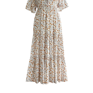 Vestido largo informal con cuello cuadrado y estampado floral para mujer, uso diario - Product Image 5