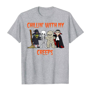 Halloween Men's Breathable Cotton T-Shirt Durable Retro Vintage Witch on Broom Design Front Customizable Silk Screen Printed - Product Image 2