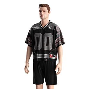 Custom American Football Jersey Black <b>Mesh</b> V-Neck <b>Short</b> Sleeve Breathable Digital Print Front Team Uniform Unisex Adult Size - Product Image 4