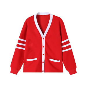 Cárdigan Rojo de Punto para Hombre, Manga Larga, Color Sólido, Cierre de Botones, Ropa de Otoño - Product Image 1
