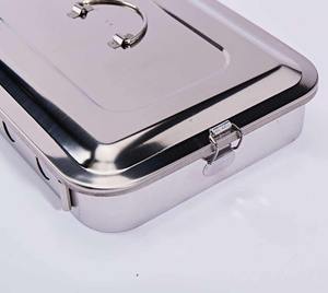 Bandeja de esterilización dental hospitalaria de acero inoxidable grande de 11 pulgadas con fuente de alimentación manual y tapa, juego de instrumentos - Product Image 2