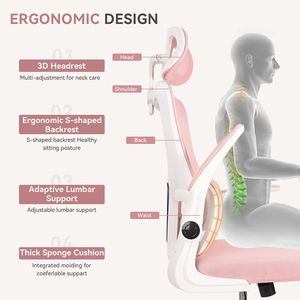 Chaise de bureau ergonomique à dossier haut avec appui-tête réglable, accoudoirs rembourrés et soutien lombaire, chaise de travail pivotante pour la maison et le bureau - Product Image 3