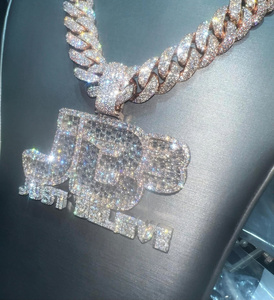 จี้เพชรโมอิสซาไนต์ VVS สั่งทำอักษรย่อแบบ Iced Out เงินแท้ 925 สไตล์ฮิปฮอปสุดหรูสำหรับทุกเพศ - Product Image 3