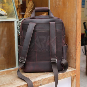 Designer Leather <b>Backpack</b> Casual Leather <b>Backpack</b> Strong Leather <b>Backpack</b> Utility Pocket Style - Product Image 3