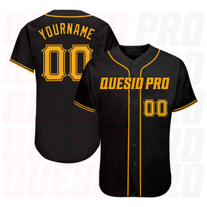 Maillot de baseball authentique noir et or pour hommes, haute qualité, uniforme brodé par sublimation - Product Image 1