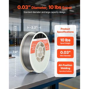 Filo per saldatura MIG a nucleo fuso E71T 11 da 0,03 pollici, 10 libbre, senza gas, per acciaio dolce, a bassa schizziatura, per saldatura ad arco in tutte le posizioni, 5 kg, 15 kg - Product Image 2