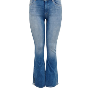 Jean évasé taille mi-haute pour femme, coupe bootcut, en denim bleu respirant et écologique, service OEM, multi-poches, grandes tailles - Product Image 3