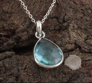 Charmes en topaze bleue naturelle de Londres, argent sterling 925, plaqué platine vintage, vente en gros, collier unisexe, pierre de naissance de décembre - Product Image 3