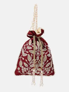 Bolso de Mano AL MALIK CRAFT Hecho a Mano con Algodón, Bordado de Perlas Personalizado y Decoración de Borlas para Regalo de Boda - Product Image 1