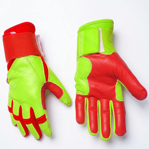 Guantes de Bateo de Cuero Rojos y Verdes con Cierre de Velcro, Unisex, para Adultos, Duraderos, Ecológicos, de Secado Rápido, Tallas XXL y XL - Product Image 2