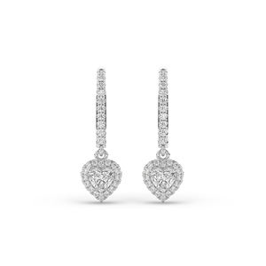 Boucles d'oreilles personnalisées en or 14 carats et 10 carats avec diamant de laboratoire de 0,828 carats, taille brillant cœur, style unique, légères, minimalistes, cadeau de bijoux - Product Image 2