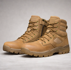 Bottes de patrouille en cuir à lacets pour hommes QUICK WAY INDUSTRIES, chaussures de travail robustes pour l'extérieur, taille US 8 - Product Image 3