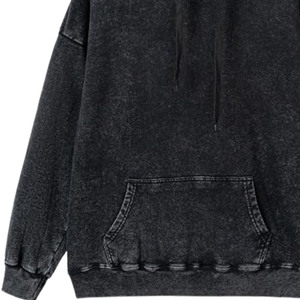 Sweat à capuche surdimensionné en coton doux, délavé à l'acide, de qualité supérieure, avec logo personnalisé, style streetwear vintage pour homme - Product Image 3