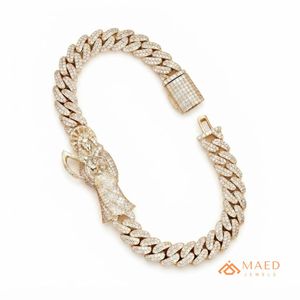 จี้พระนักบุญชุบทองประดับมอสซาไนต์ สร้อยข้อมือแบบ Cuban Link สุดหรูสำหรับผู้ชาย สไตล์ฮิปฮอป เครื่องประดับแฟชั่น Pulsera ระดับพรีเมียม - Product Image 1