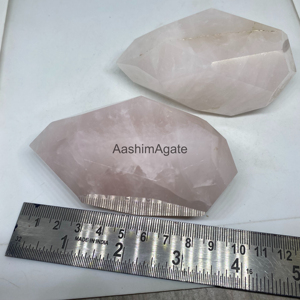 Presse-papiers en cristal de quartz rose naturel, double pointe polie, pierre précieuse de guérison, décoration de bureau, vente en gros - Product Image 6