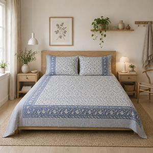 Jaipur Hand <b>Block</b> Printed Floral Pure Cotton Indian <b>Bed</b> Sheet Set Wholesale Durable Skin Friendly Non Toxic Dyes Wedding - Product Image 5