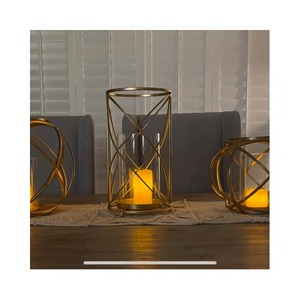 Decorative Antique Style Metal Candle Lantern With Geometric Design <b>Heat</b> Resistant Home Decoration - Product Image 2
