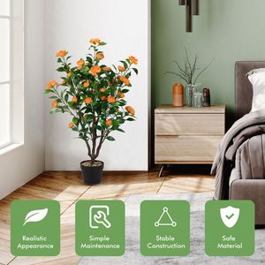 Albero di Camelia Artificiale da 1 Metro - Pianta Sempreverde Impermeabile per Interni, Esterni, Ufficio e Decorazioni di San Valentino - Product Image 4
