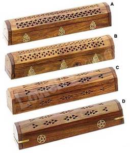 <b>Rectangle</b> Shaped Wall-Mounted Eco-Friendly Sandalwood Incense Holder Storage Drawer Cones Sticks Aromatherapy Gifting <b>Gold</b> - Product Image 3