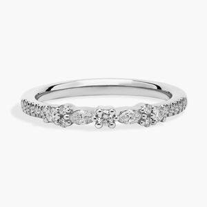 Bague en diamant marquise et rond en or rose - Product Image 5