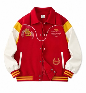 Men's Varsity Jacket Embroidered Letter <b>Button</b> Front Casual Autumn Wear <b>Turn</b>-down Collar Regular Fit Single <b>Button</b> Closure - Product Image 5