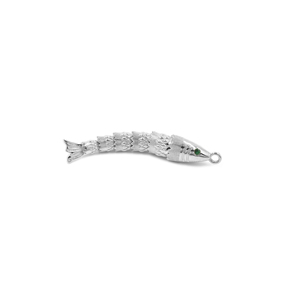 Pendentif breloque en laiton plaqué argent avec zircone cubique verte en forme d'œil de poisson pour la fabrication de bijoux et colliers - Product Image 3