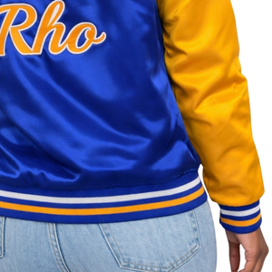Sigma Gamma Rho Bomber Jacket Women Blue Gold Embroidery Zip Up Varsity Jacket Casual Stylish Fit - Product Image 6