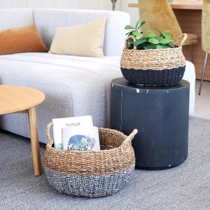 ชุดตะกร้าหวายทะเล 2 ใบ สีธรรมชาติและสีครึ่งเฉดแบบสั่งทำ ตะกร้าเก็บของทำมือ ขายส่ง เป็นมิตรกับสิ่งแวดล้อม ผลิตในเวียดนาม - Product Image 6