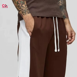 Men's Brown Baggy <b>Pant</b> With White Side Stripe And Stars Printed Elastic Waist Casual <b>Pants</b> Lightweight <b>Summer</b> Wear - Product Image 5