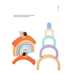 Wudly Certified Child Safe Wooden Snail Tractor Pull <b>Toy</b> 1+ Years Toddler Activity Rainbow Multi Colors Sorting Nesting <b>Stacking</b> - Product Image 5