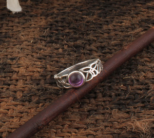 Luxury Natural Amethyst Bezel Setting Wedding <b>Ring</b> 925 Sterling Silver Custom Purple <b>Crystal</b> Gemstone for Women - Product Image 5