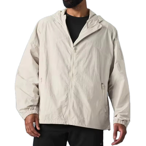 Custom <b>Men's</b> Nylon Windbreaker <b>Jacket</b> with Stand Collar Breathable Casual Style <b>Summer</b> Zipper Track Soft Shell <b>Jacket</b> for <b>man</b> - Product Image 1